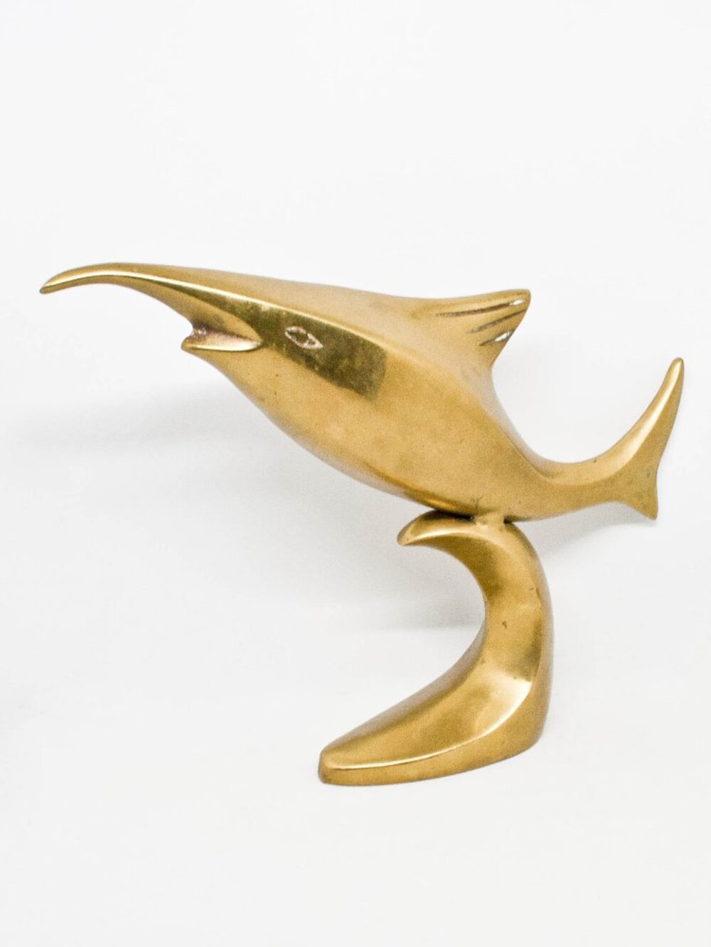 Brass Swordfish Figurine - Vintage Brass Beach House Decor (12.5" Long)
